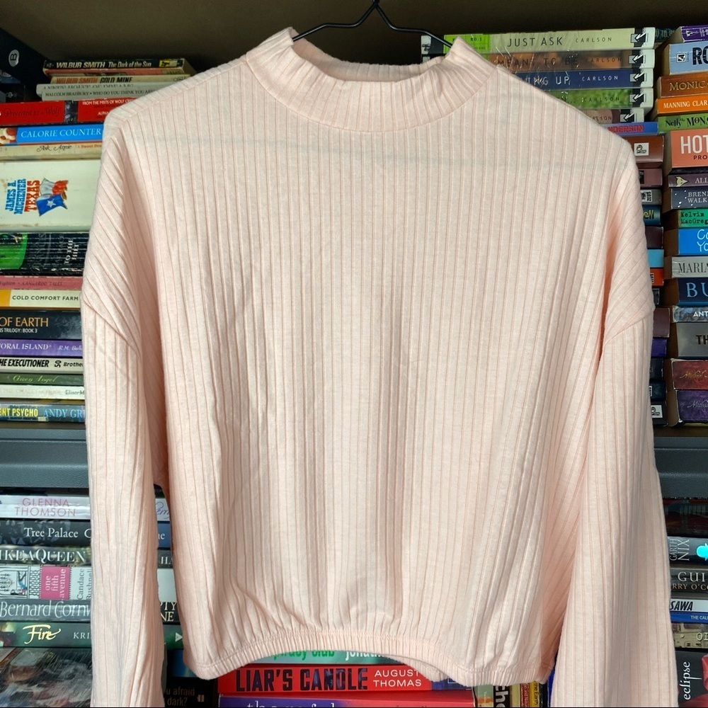 Women's Sportsgirl Size M Blush Pink Casual Long Sleeve Pullover Bubble Blouse - Picture 2 of 6